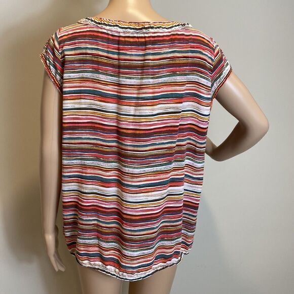 LOFT Ann Taylor colorful striped short sleeve top size M - Picture 3 of 7